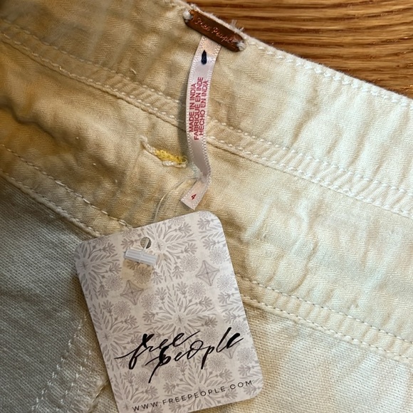 Free People Patchwork Distressed Cotton/Linen Drawstring Shorts Size 4 NWT - Picture 9 of 12